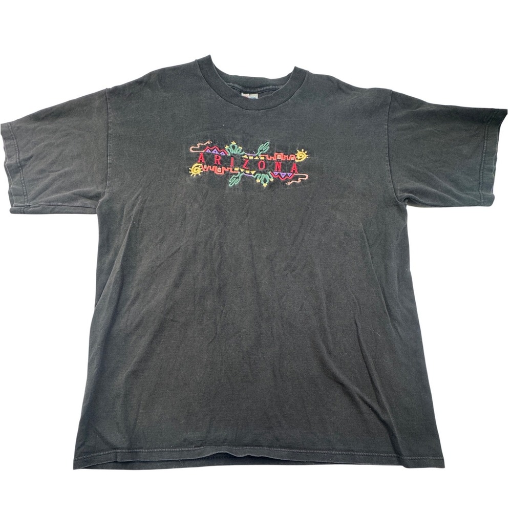 Vintage Desert Heat Arizona Embroidered T-Shirt XL Black Made in USA 90s Graphic